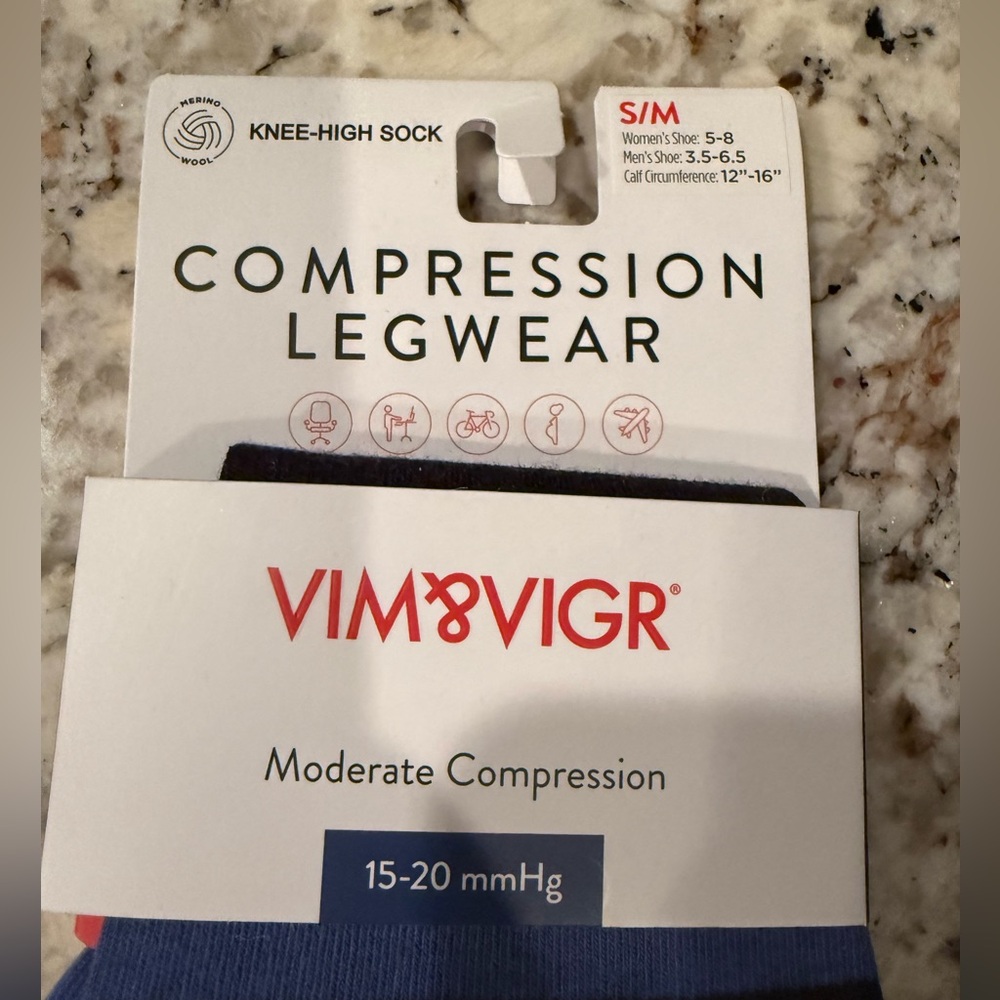 Vim & Vigr Compression Knee-High Socks - Navy with Teal & Burgundy Stripes - Picture 4 of 5